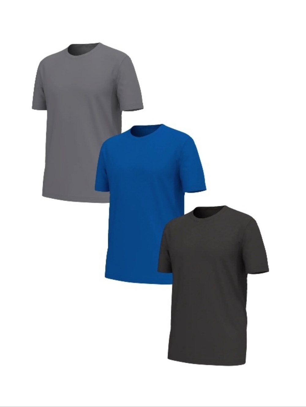 Athletic Works Men's Short Sleeve Crew Tees - Royal Blue, Charcoal & Gray